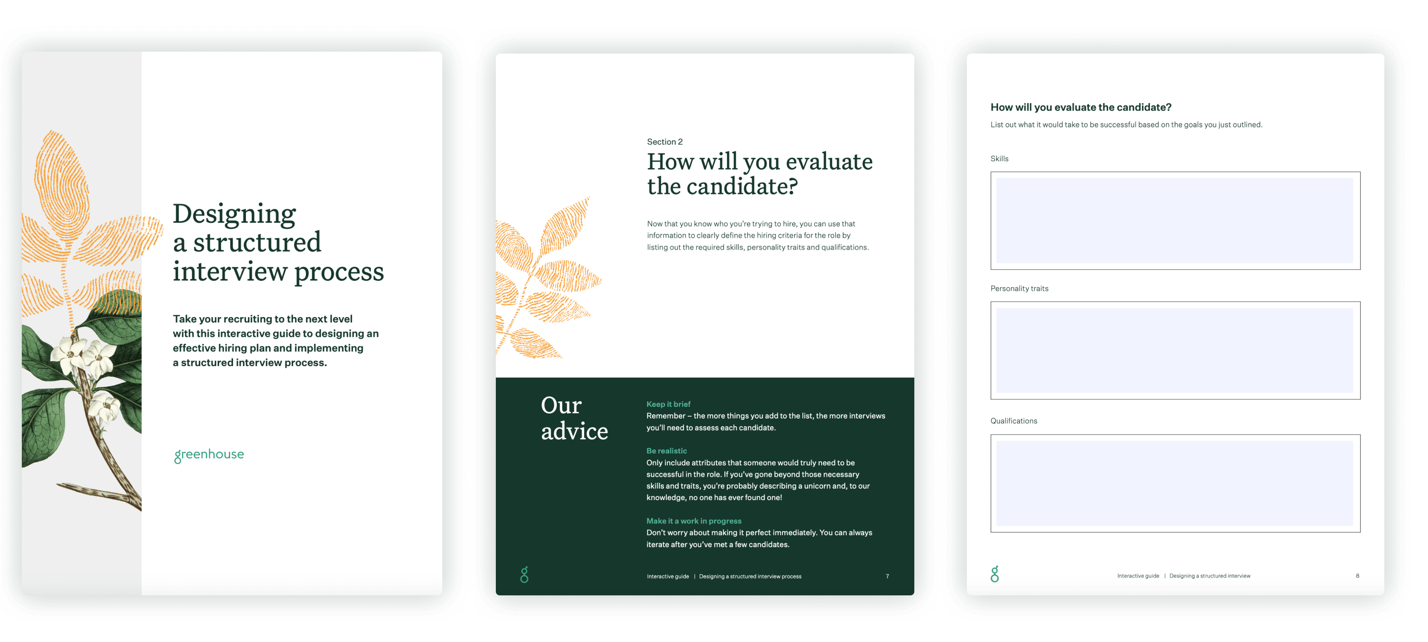 Sample pages of designing a structured interview process workbook