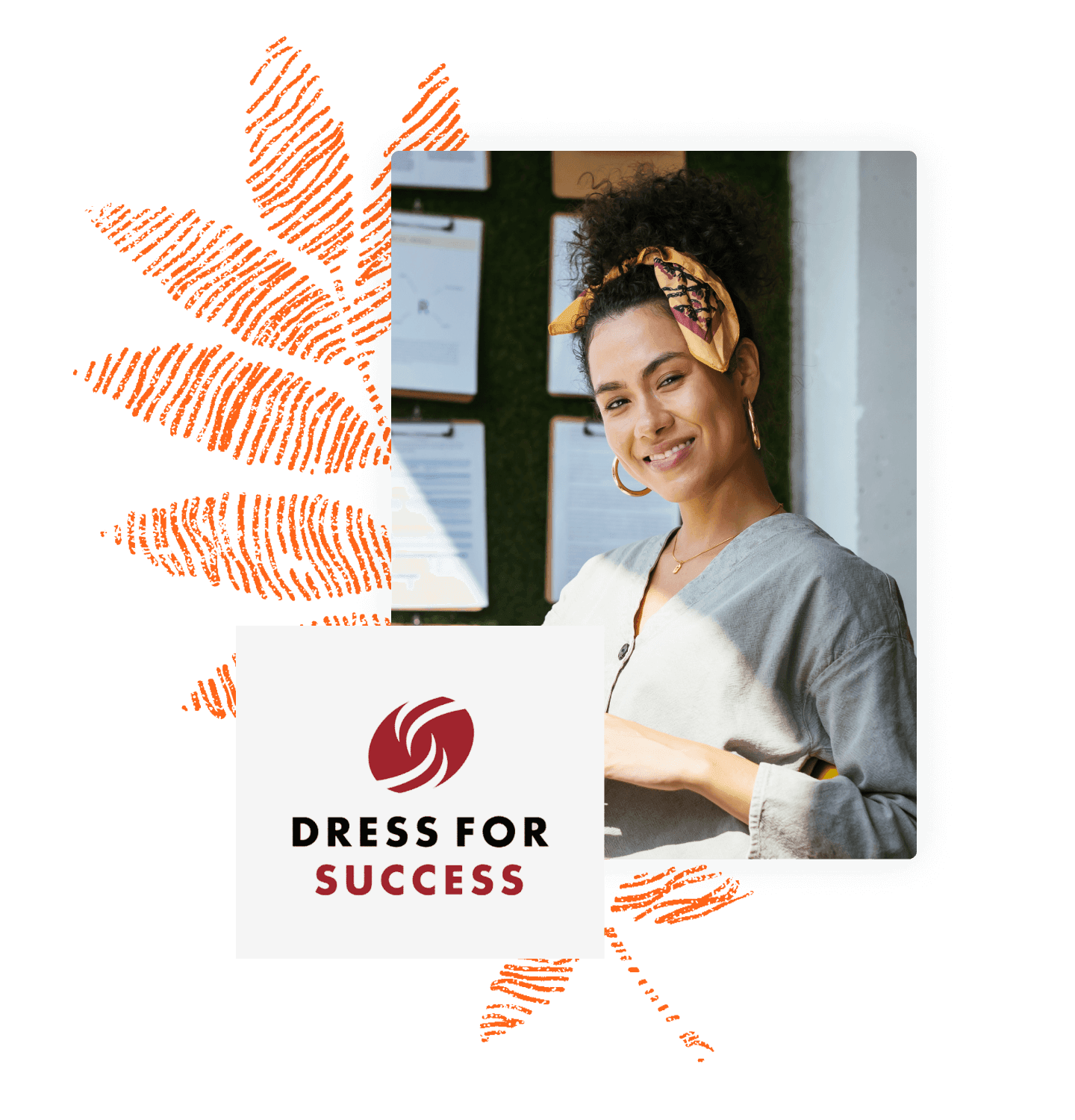 Image with the Dress for Success logo and a photo