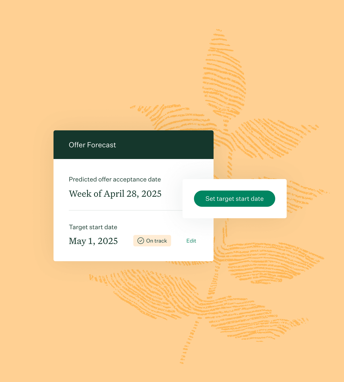 Offer Forecast UI marigold fingerprint leaf illustration